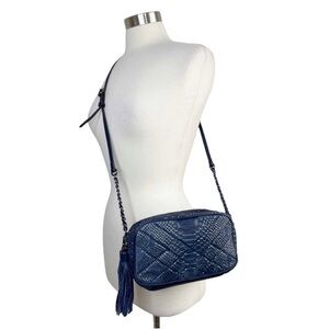 AIMEE KESTENBERG Blue Suede Snake Print Crossbody